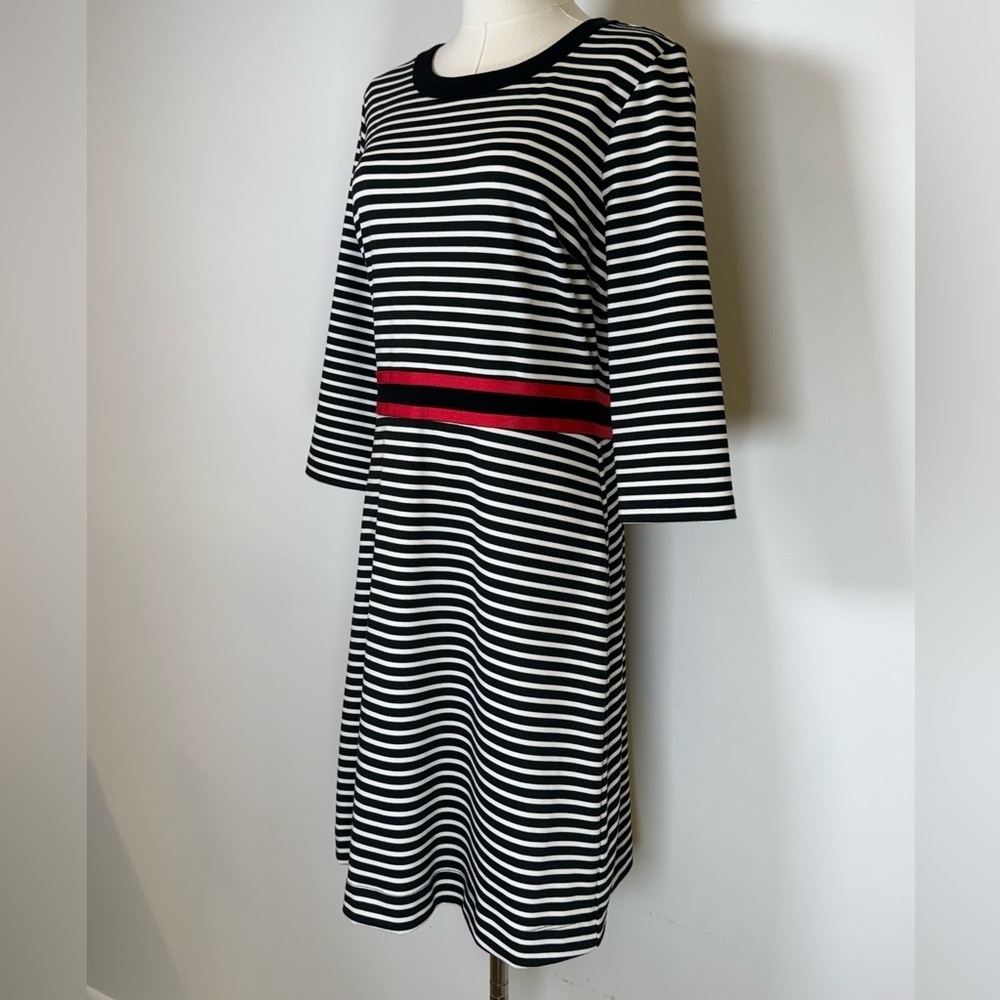 Draper James ‘Persley’ Ponte Red Black White Striped Dress Women’s Size Medium - Picture 4 of 10